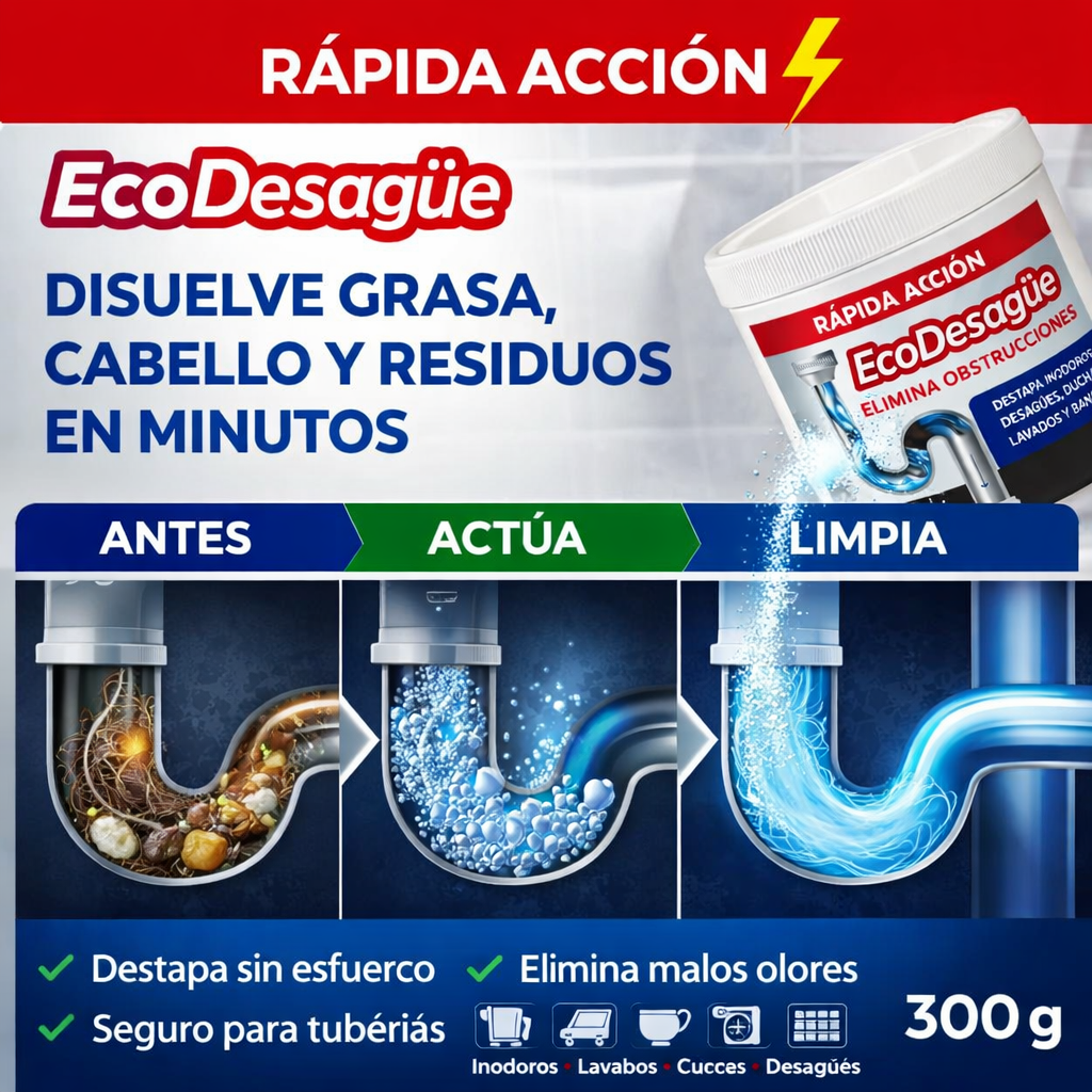Polvo Destapa Cañerías y Tuberías 300gr